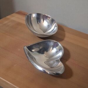 Nambe' Silver Heart And Tri Corner Shaped Bowl Set
